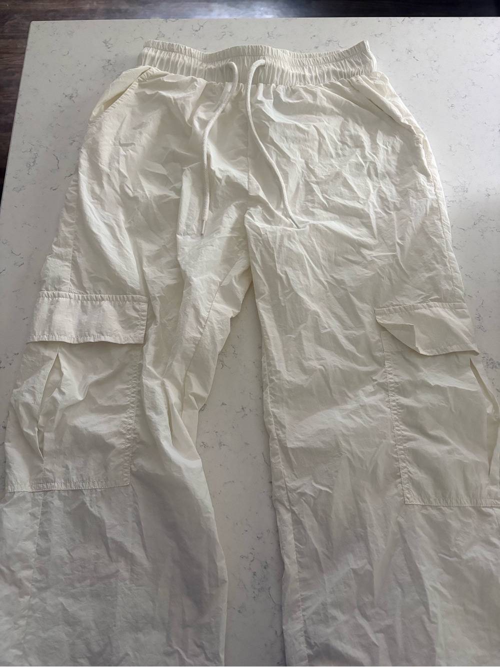 Princess Polly white Elastic Waist Cargo Pants